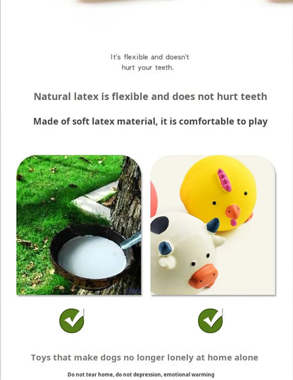 Animals Design Durable Dog Chew Toys Pigs, cows, chickens, Tough Squeaky Dog Grinding Teeth Toys,Pet latex to clean teeth toys