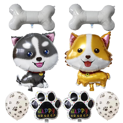 Dog Balloon Corgi Husky Puppy Foil Balloon Dog Paw Ballon Paw Print Balloons Dog Balloon for Puppy Birthday Decorations Supplies