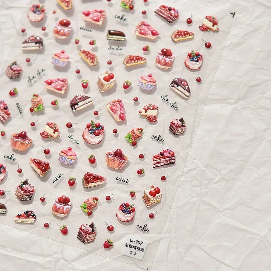 Graffiti Cat Claw Rabbit Bunny Bear Dog Flower Lovely Animal Fruit Dim Sum Candy Sunflower Adhesive 5D Nail Art Stickers Decal