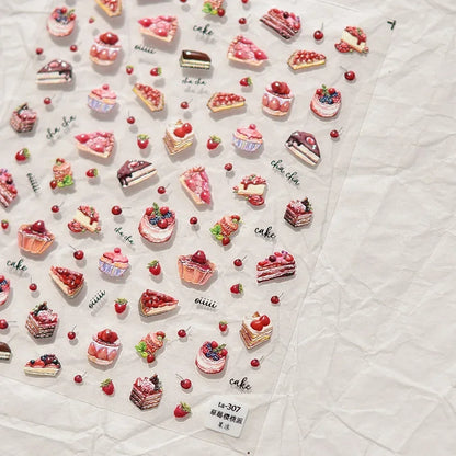 Graffiti Cat Claw Rabbit Bunny Bear Dog Flower Lovely Animal Fruit Dim Sum Candy Sunflower Adhesive 5D Nail Art Stickers Decal