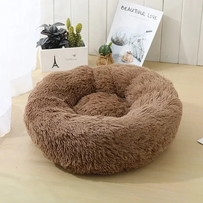 Round  Dogs Bed Cat Bed House Kennel Pet Mats Soft Long Plush Mat Pet Warm Basket Cushion Cats House Sofa Machine Wash Kennel