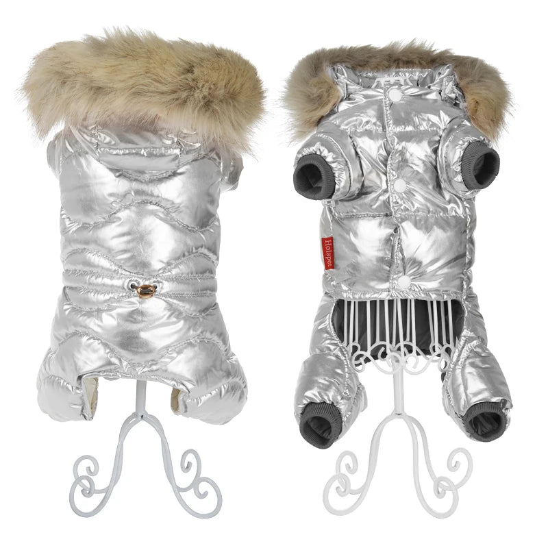 Winter Warm Dog Overalls Waterproof Removable Hooded Jacket Puppy Chihuahua Jumpsuits French Bulldog Coat Pet Clothing Costume