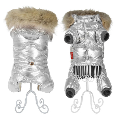 Winter Warm Dog Overalls Waterproof Removable Hooded Jacket Puppy Chihuahua Jumpsuits French Bulldog Coat Pet Clothing Costume