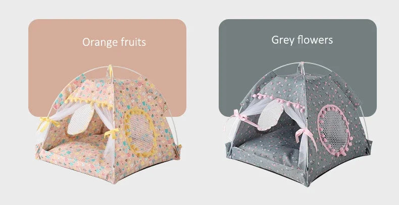 the PRINCESS PUPPY TENT - Pet Dog Tent House, Floral Print Enclosed Cat/Dog Tent Bed, Indoor Folding Portable Comfortable Kitten/Puppy Bed, Kennel for Small Pets