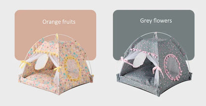 the PRINCESS PUPPY TENT - Pet Dog Tent House, Floral Print Enclosed Cat/Dog Tent Bed, Indoor Folding Portable Comfortable Kitten/Puppy Bed, Kennel for Small Pets