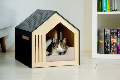 the ZEN DOGGY - Modern Wooden Dog Crate with Acrylic Front Panel and Door with A Latch, Wooden Dog Crate Furniture