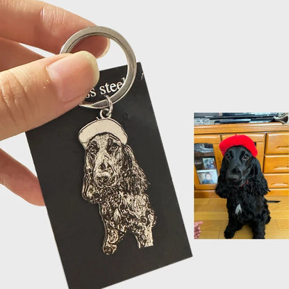 Customized Pet Photo Keychain Personalized Picture Keyring Engrave Pet Portrait Keychain Unique Pet Memorial Gift For Pet Lovers