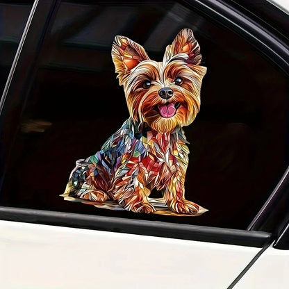 15cm Colorful Yorkshire Terrier Puppy Car Stickers Vinyl Waterproof Scratch-Resistant Decals for Cars, Trucks, Motorcycles