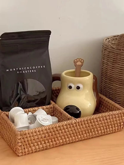 A 520ml large capacity paw dog ceramic mug cartoon creative coffee cup office drinking cup household cup suitable for children's