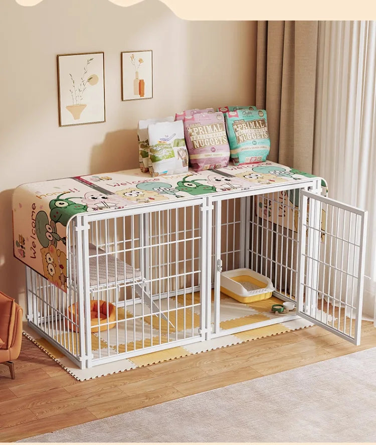 the KENNEL CAGE - Outdoor Dog/Cat House, Durable Dog Crate, Indoor Pet Playpen for Small/Medium Dogs/Cats Metal Playpen Secure Fence