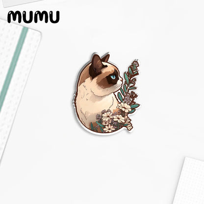 2023 New Dog Cat and Flowers Lapel Pin Cute Acrylic Brooches Handmade Epoxy Jewelry Shirt Bag Badge