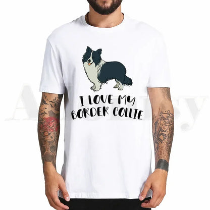 the BORDER COLLIE - Border Collie Print T-Shirt, Hip Hop Girl Print Top Tees, Harajuku Dog Cartoon Funny Kawaii Art T-Shirts, Men Fashion Summer T-Shirts