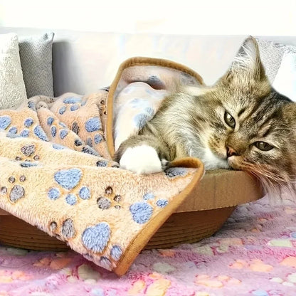 Soft Flannel Fleece Cat Dog Blanket Bed Mats Paw Foot Print Warm Pet Blanket Sleeping Beds Cover Mat For Dogs Cats Pets supplies