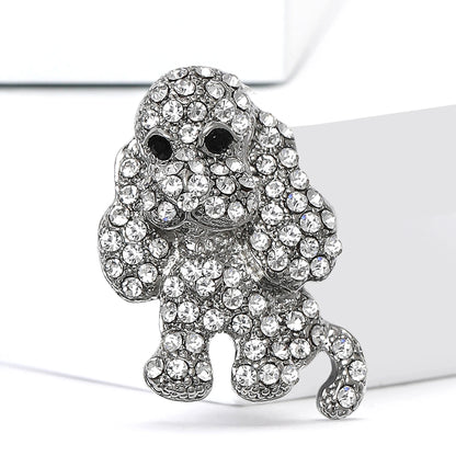 Enamel Puppy Brooches for Women Unisex Rhinestone Animal Pin Dog Lapel Pins Office Party Friend Luxury Gifts Jewelry Accessories
