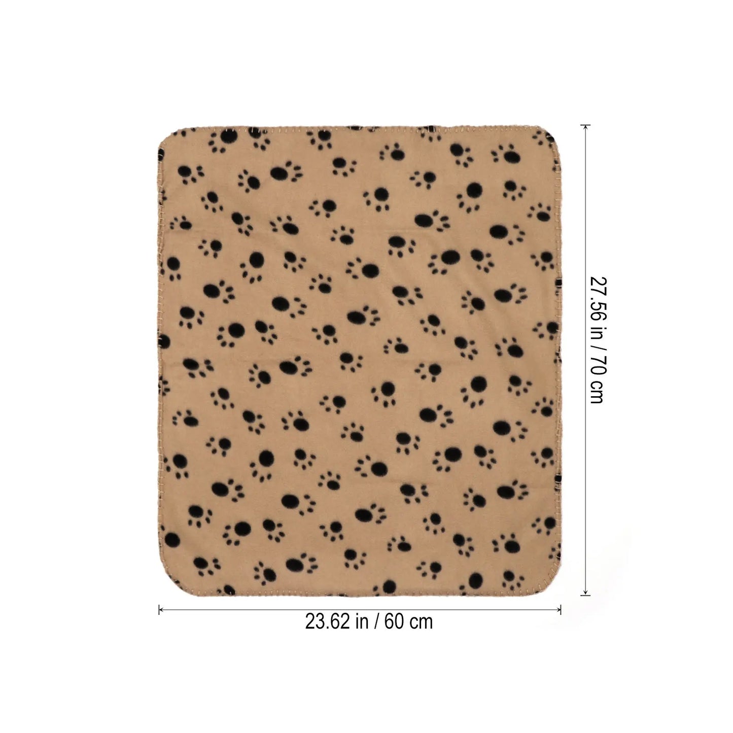 Pet Blanket Double-Sided Fleece Warm Comfortable Dog Cat Animal Paw Print Suitable for Bed Sofa Couch 60x70cm Beige