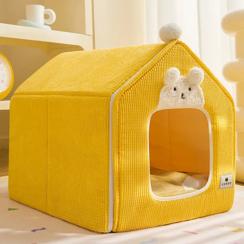 Detachable Pet House Winter Cartoon Bear Warm Cat House Suitable Small Medium Sized Dogs Cats Dog Nests and Caves Pet Supplies