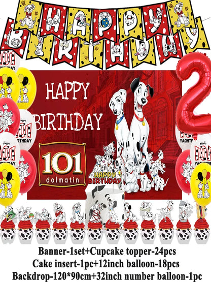 Disney 101 Dalmatians Birthday Party Supplies Cartoon One Hundred and One  Dog Balloon Backgrounds Cake Topper Banner Kids Gifts