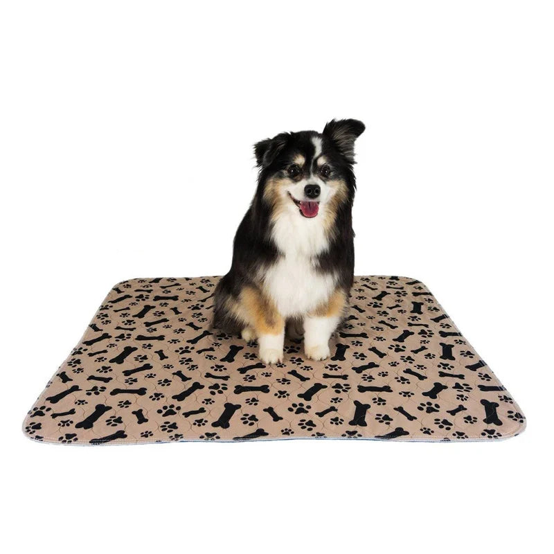 ZK20 Reusable Pet Urine Pad Washable Dog Cat Diaper Mat 3 Layer Absorbent Dogs Diapers Pads Bone Paw Print For Sofa Bed Floor