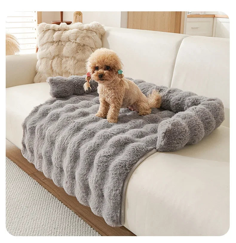 the PAWSOFA COZY COVER - Winter Warm Dog Sofa/Couch Cover, Bed Soft Pet Blanket Pad/Mat for Small Dogs, Pet Accessories, Cat/Dog Durable Blanket Travel & Indoor