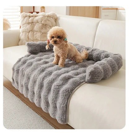 the PAWSOFA COZY COVER - Winter Warm Dog Sofa/Couch Cover, Bed Soft Pet Blanket Pad/Mat for Small Dogs, Pet Accessories, Cat/Dog Durable Blanket Travel & Indoor