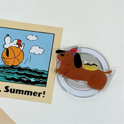 Cute Dachshund Dog Magnetic Holder Grip Tok Griptok Phone Stand Holder Support For iPhone For Pad Magsafe Smart Tok