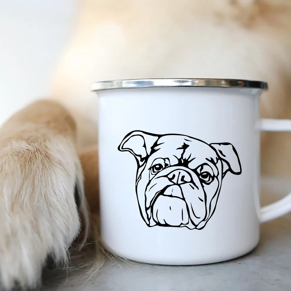 Original Mugs Coffee Cups to Sublimate Cute Dog Printed Enamel Coffee Tea Mugs Office Home Party Beer Drink Cola Cups Travel Cup