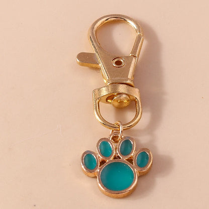 Cute Enamel Puppy Dog Cat Paw Keychain Footprint Key Ring Pendants for Women Girls Handbag Decor DIY Handmade Jewelry  Gifts