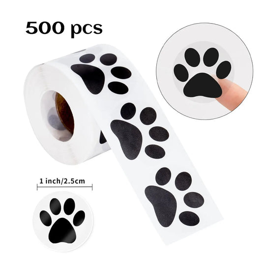 500pcs Clear Paw Prints - Strong Self-Adhesive Pet Stickers, for Dog & Cat Decor, Birthday Parties, Gift Tags, Business Labels