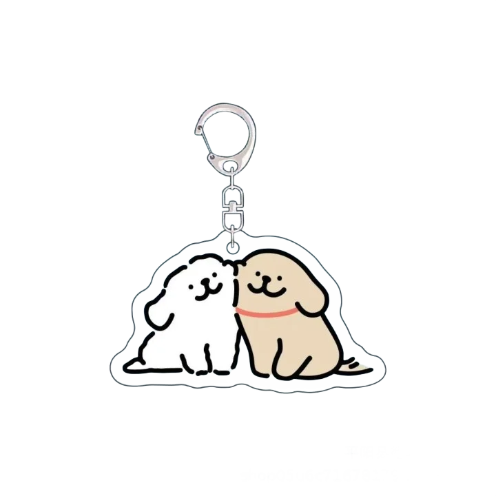 Cartoon Little White Dog Key Chain Cute Acrylic Maltese Dog Bag Pendant Micro Landscape Decoration Key Ring Jewelry Wholesale