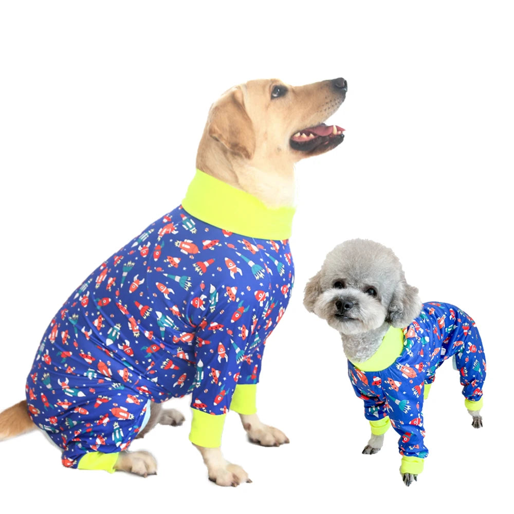 2024 New Halloween Prints Dog Four-legged Suit for Large Medium Bodysuit Dogs Pajamas PJS Full Body for Shedding Prevent Licking