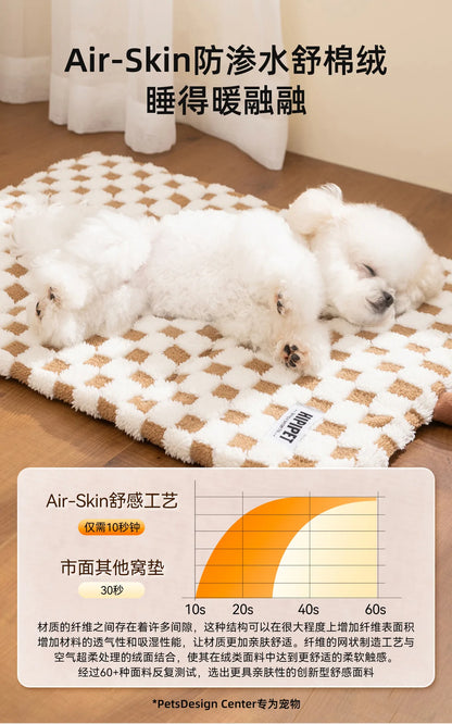 Plush & Warm Dog Cat Bed, 3-Sided Bolster Foldable Mat for Small Medium Pets, Cozy Fleece Cushion for Cold Nights