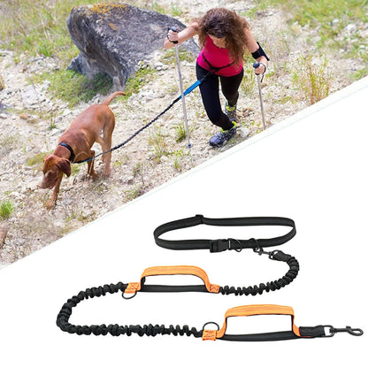 the RUNMATE HANDS-FREE LEASH - Retractable Hands-Free Dog Leash for Running, Double Handles Elastic Cord Reflective Large Dog Leash, Pet Supplies
