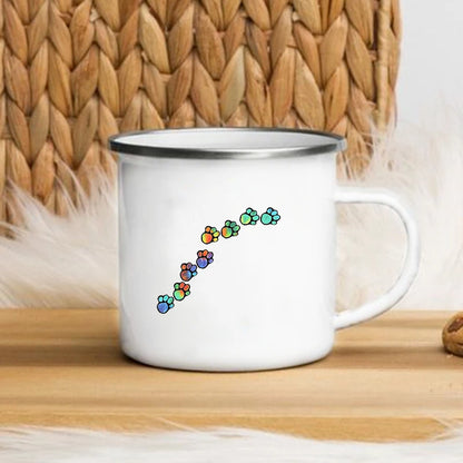 I Love My Dog Printed Enamel Cups Creative Coffee Tea Mug Drinks Dessert Breakfast Milk Cup Cut Mugs Handle Drinkware Best Gifts