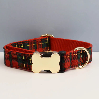 the CUSTOMCREST PLAID COLLAR - Custom Design Logo Plaid Dog Collar, High Quality Cotton Pet Accessories, Personalized, Lead Your Dog - Stand Out in Style