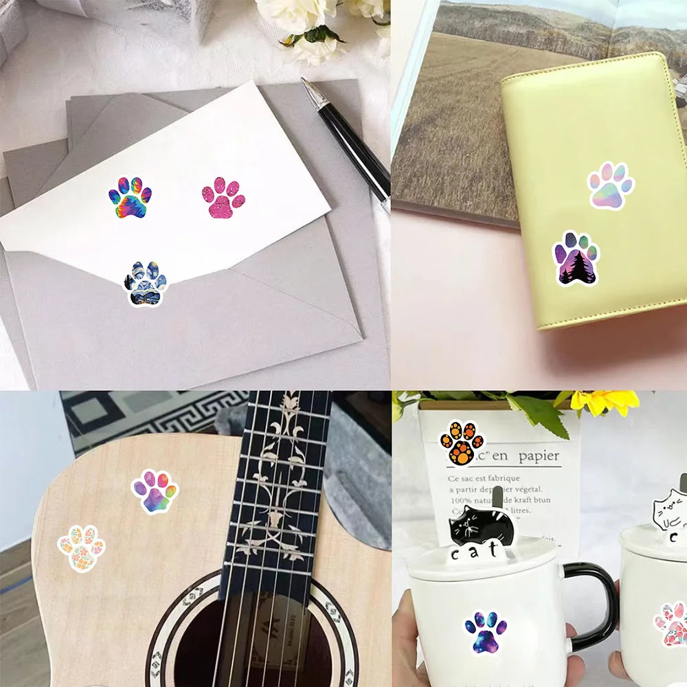 100-500pcs Creative Dog Paw Stickers Children Learning Reward Stationery Sticker Fashion Office School Decoration Seal Stickers