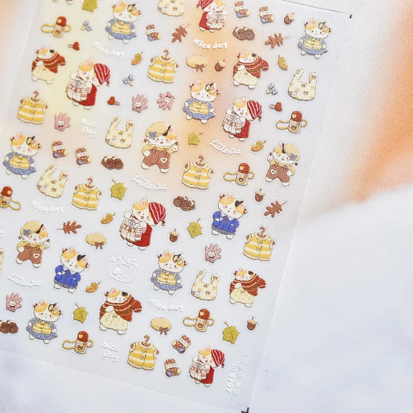 Graffiti Cat Claw Rabbit Bunny Bear Dog Flower Lovely Animal Fruit Dim Sum Candy Sunflower Adhesive 5D Nail Art Stickers Decal