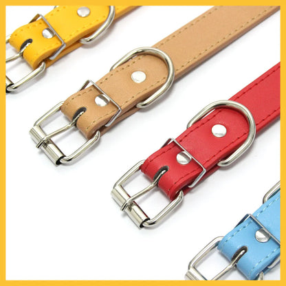 the SIMPY PAWS ADJUSTABLE LEATHER COLLAR - Solid Color Leather Dog Collar, Adjustable Cat Necklace, Puppy Neck Strap Suitable for Medium and Small Dogs, Pet Supplies XS-XL