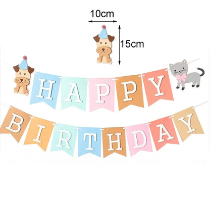 Dog Theme Party Decor Dog Paws Animals Pet Foil Balloons Number Standing Ballons  Baby Shower Kids Happy Birthday Banner Decor