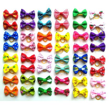 1Pcs Puppy Bow Handmade Movable Pet Dog Grooming Hair Accessories Dog Bows With Rubber Band For Small Dog and Cat Pet Products