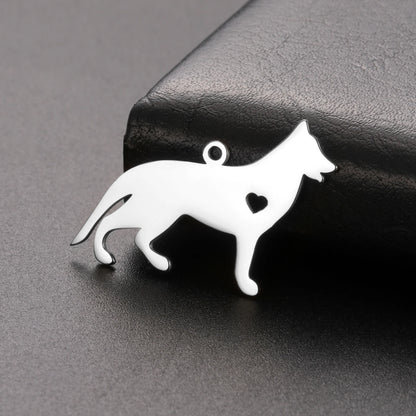 5 pieces/batch Cute Sausage Dog Wolf Pendant Stainless Steel DIY Earrings Bracelet Jewelry Fashion Jewelry Making