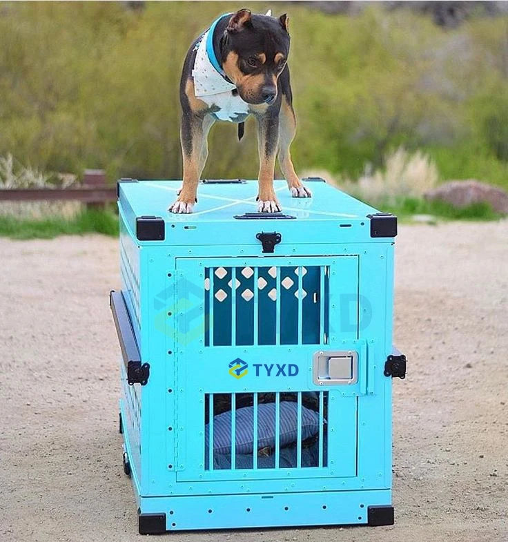 the ALUMINUM DOG CRATE - Impact Strong German Shepherd XL/Large Aluminum Collapsible Dog Travel Crate, Extra Large Folding Animal Cage