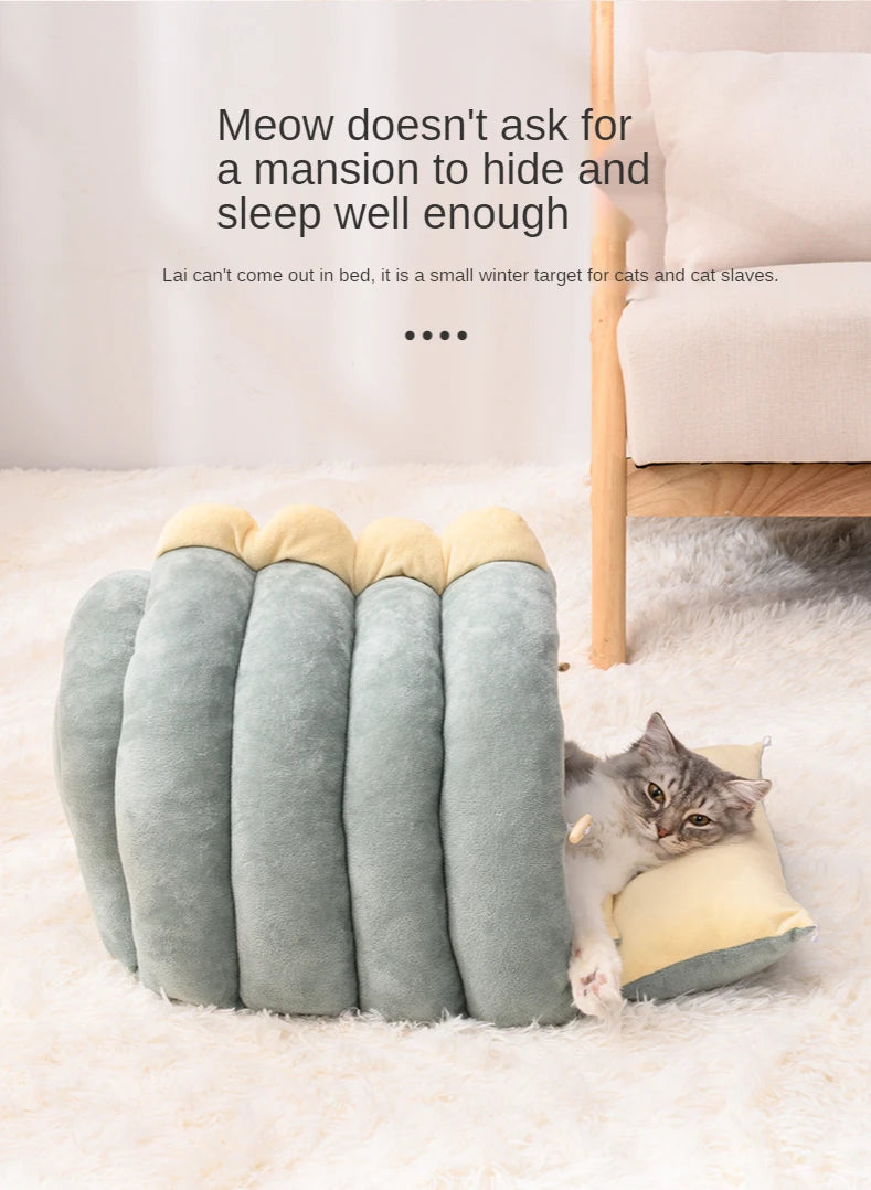 2 In1 Dinosaur Pet Dog House Foldable Cat for Small Dogs Bed Winter Warm Puppy Pads Sofa Removable Sleeping Kennel Nest Products