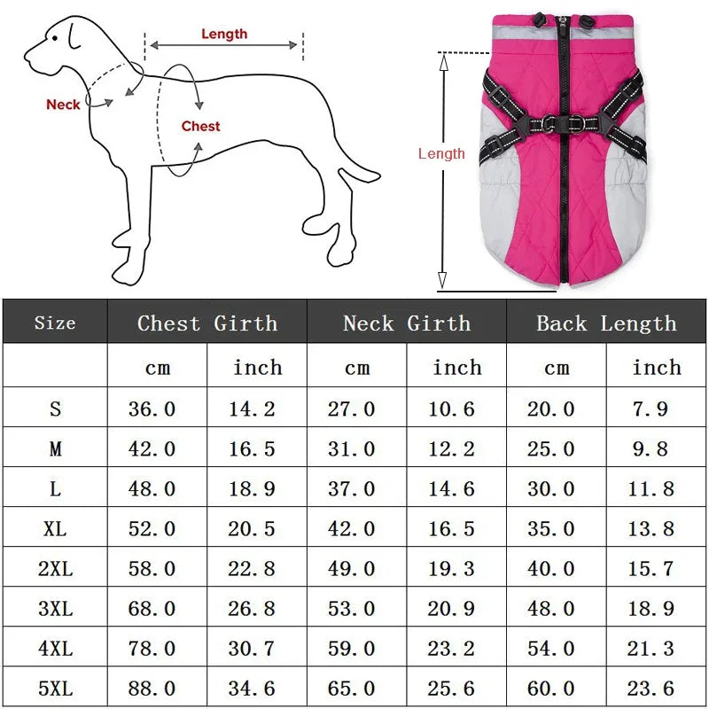 the PAWARMOR HARNESS JACKET - Waterproof Pet Jacket with Harness, Winter Warm Dog Clothes for Small/Large Dogs, Labrador Coat, Chihuahua, French Bulldog Outfits