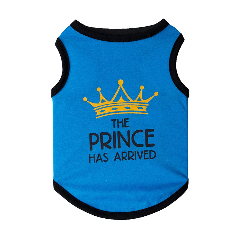 the TINYROYAL PET SHIRT - Princess Crown Dog Vest T-Shirt, Summer Cotton Pet Clothes for Small Dogs, Chihuahua/Poodle Shirts, Puppy Clothing, Prince