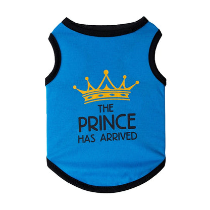 the TINYROYAL PET SHIRT - Princess Crown Dog Vest T-Shirt, Summer Cotton Pet Clothes for Small Dogs, Chihuahua/Poodle Shirts, Puppy Clothing, Prince