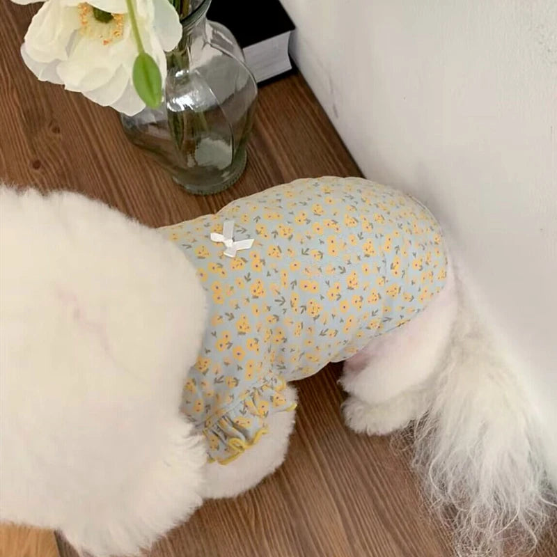 the BLUSHTAIL PUPPY VEST - Dog Shirt Vest, Pink Puppy Summer Clothes, Thin Knitted Dog Undershirt, Chihuahua, Bichon, Girls Dog Costume Flying Sleeves T-Shirts