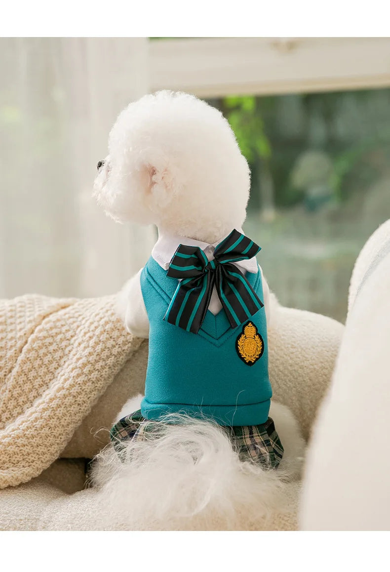 Pet Clothing JK Sweater Dress Corgi Chihuahua Princess Kwaii Dress Jk Cotton Dog Fancy Clothes Costume Comfortable Cat Clothes