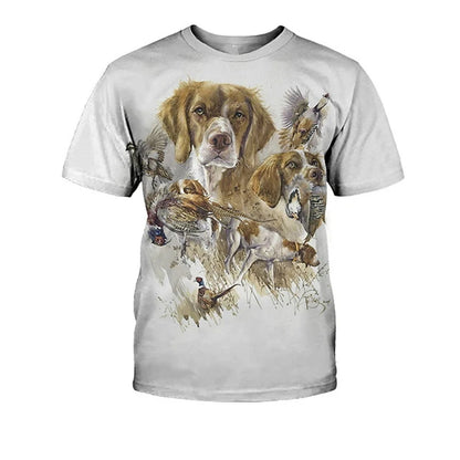 the HUNTING DOG - Hunting Dog Print T-Shirts for Men, Round Neck Short Sleeve Dachshund Graphic Tops, Casual Men/Women T-Shirts