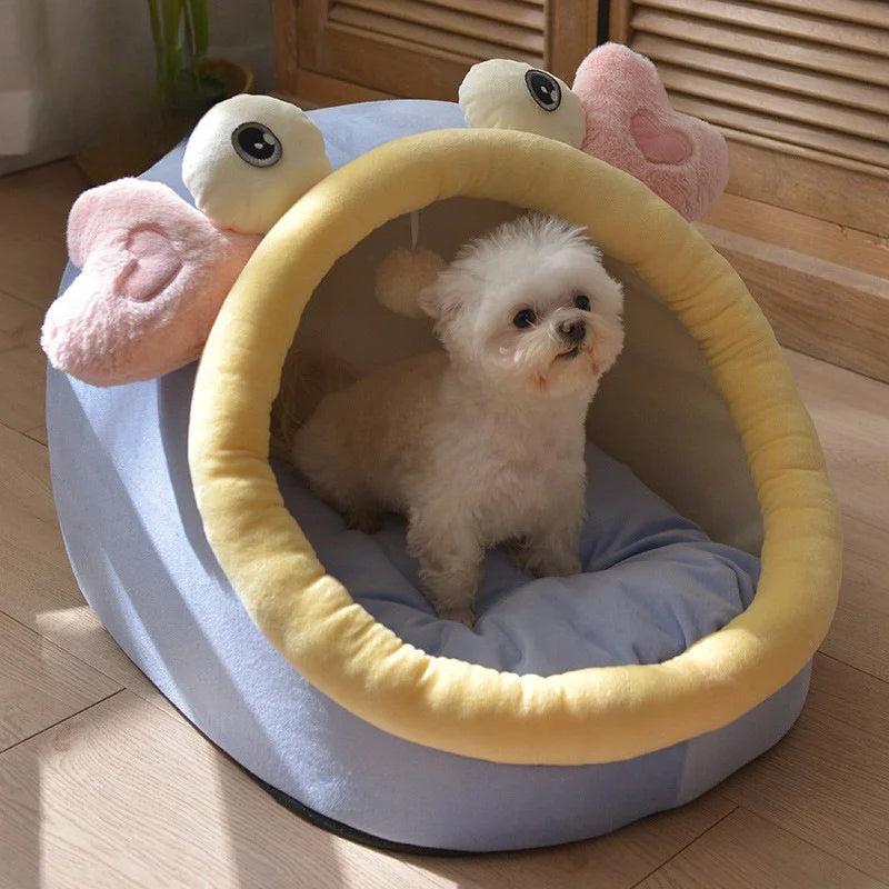 Foldable Pet House Suitable for Small Dogs and Small To Medium-sized Cats Semi Enclosed Warm Cat Bed Detachable and Washable