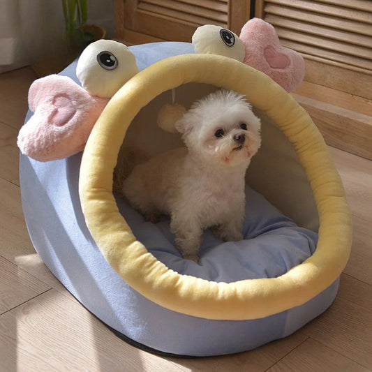 Foldable Pet House Suitable for Small Dogs and Small To Medium-sized Cats Semi Enclosed Warm Cat Bed Detachable and Washable